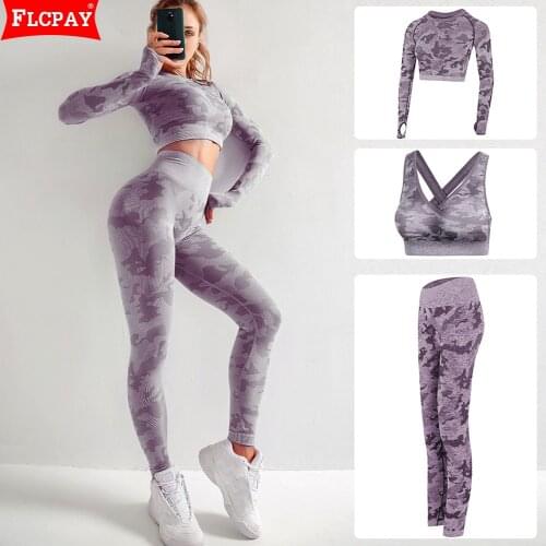 Yoga Outfits Women Set Workout High Waist Athletic Seamless Leggings Pants Sports Bra Set Gym Clothe Running Athletic Tracksuit