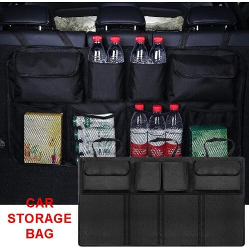 SUV Car Trunk Organizer Hanging Pouch Seat Back Hatchback Storage Bag Black Bottle Mesh Holder Pocket Car Interior Accessories