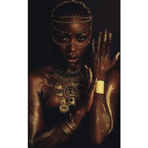 Black Gold African Woman Art Film Print Silk Poster Home Wall Decor 24x36inch
