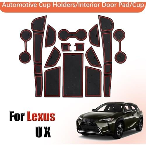Door groove mat Gate Slot Cup Pad For Lexus UX Anti-Slip Mat Interior Cup Holders Non-slip Mats Car sticker Rubber pad