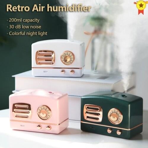 Retro Radio Shape 200ml Capacity Portable Desktop Air Humidifier USB Mist Maker Aroma Essential Oil Diffuser for Home