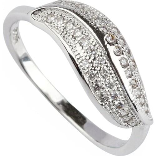 SHUNXUNZE Noble Generous Wedding rings Jewelry for women christmas gifts White Cubic Zirconia Rhodium Plated R3166 size 6 7 8 9