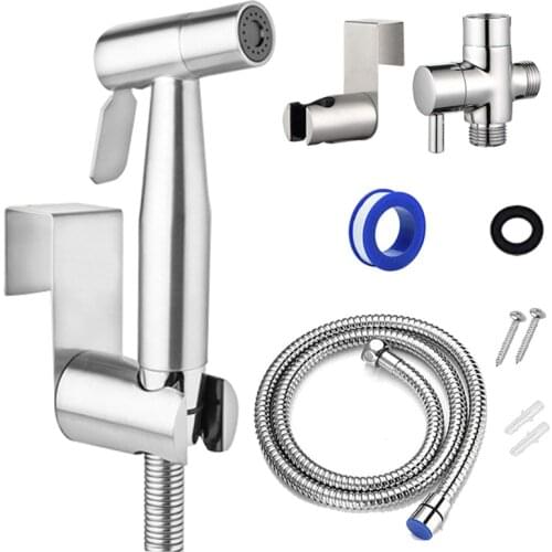 Handheld Toilet bidet sprayer set Kit Stainless Steel Hand Bidet faucet for Bathroom hand sprayer shower head self cleaning