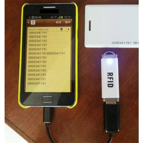 Free shipping 13.56mhz MF usb rfid reader work with Andriod and computer read the first 10 numbers with one OTG cable free