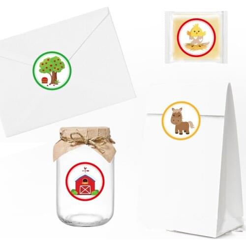 Farm animals Paper Gift Bags Farm Party Paper Bags for Happy Birthday Party Supplies Baby Shower Candy Box with Sticker Decor