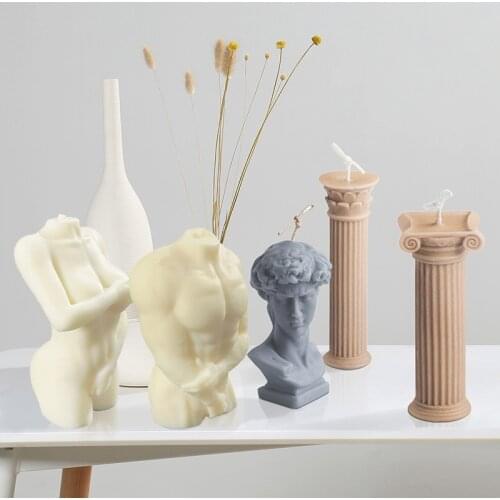 Silicone Roman Column Candle mould 3D Venus Candle Making Wax Plaster Mould Nordic Art Body Candle Mold Female Soap mold