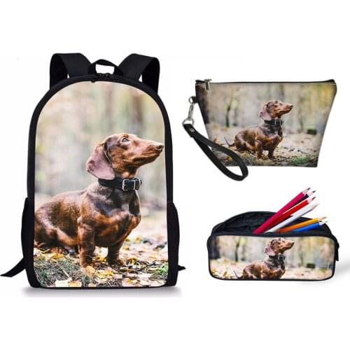 Dachshund Pet Pattern Schoolbags Backpack Women School Student Rucksack Man Travel Bags Costomized Cute Makeup Cosmetic Pencil