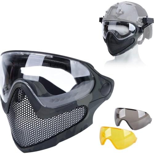 Tactical Mask Tracer Airsoft Mask Impact Resistant Matching FAST Helmet Steel Mesh Eye Protection Goggles For Paintball Hunting