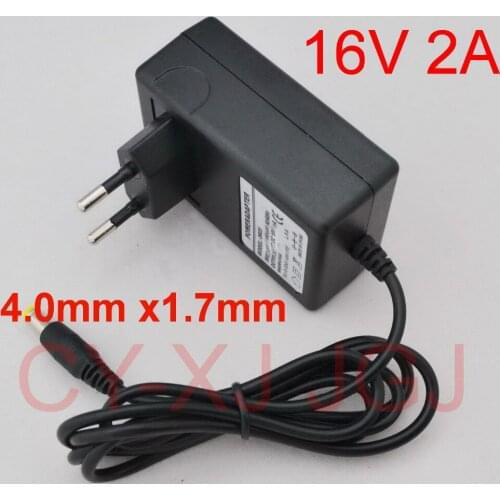 100PCS High quality 16V 2A AC 100V-240V Converter Adapter DC 16V 2A & 2000mA Power Supply EU Plug DC 4.0mm x 1.7mm