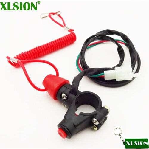 XLSION 7/8'' Off Tether Safety Stop Kill Switch Push Button For 2 Stroke Engine Mini Moto Dirt ATV Quad 4 Wheeler Minimoto
