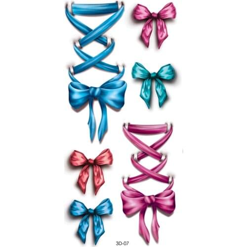 New Fashion 3D Temporary Tattoos Painting Sexy Bow Tattoo Sticker on Women Body Paint Transfer Tattoo