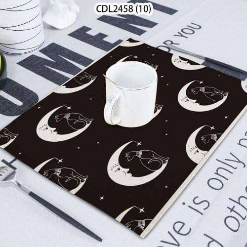 1 Pcs Moon Animal Print Napkin Cloth Home Table Decoration Table Mat Untersetzer Towel Tea Towel Coaster 42*32 Servilletas Tela