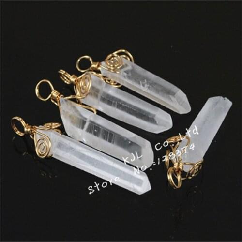 10pcs Natural clear crystal pendant charm gold wrap druzy drusy quartz pendant connector fine jewelry for necklace