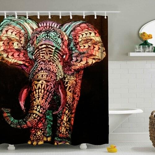 3D Digital Printing Elephant Shower Curtain High Quality Adventure Bathroom Products With Hooks And Decorati Waterproof Bathroom