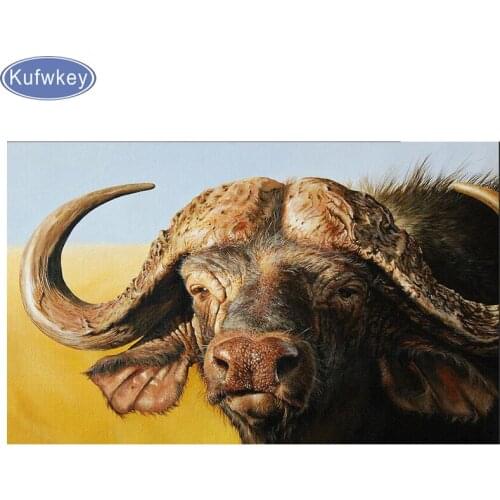 DIY Diamond mosaic African Wildlife cow Cross Stitch Kits 5D Square/Round Drill Rhinestone Embroidery diamond painting Buffalo