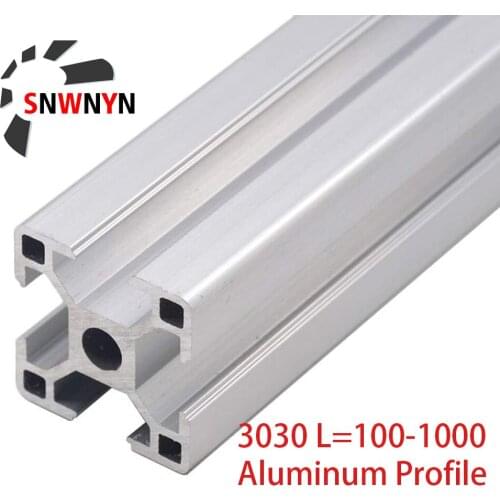CNC 3D Printer Parts 3030 Aluminum Profile European Standard 100 1000mm Anodized Linear Rail Aluminum Profile Extrusion 3030 1PC