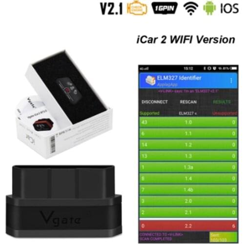 Vgate iCar2 ELM327 V2.1 OBD2 WIFI Scanner OBD 2 OBD2 ELM327 V2.1 Car Auto Diagnostic Tool Vgate iCar 2 easydiag VS Elm 327 V1.5