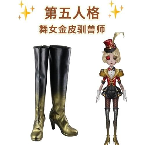 Game Identity V Dancer Gold Leather Beastmaster Margaretha Zelle Cosplay Shoes Halloween Party High Quality Boots for Men/Women