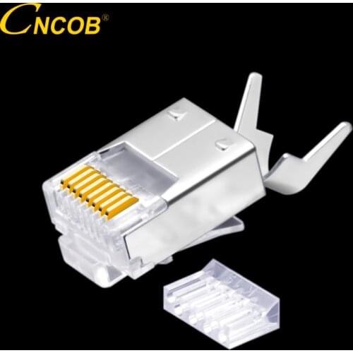 CNCOB Two-Piece Cat6 Ethernet Connector Ftp Rj45 Network Cable Crystal Head Gigabit 8P8C Modular Computer Plug 30pcs