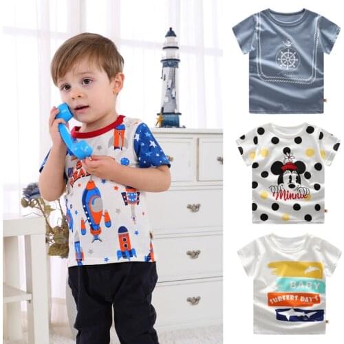 1-5Y Cartoon Print Boys Transportation T Shirt Summer Infant Kids Boys Girls Fashion T-Shirts Clothes Cotton Toddler DS19