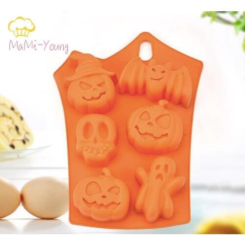 Halloween Pumpkin Bats Skull Ghost shape Silicone mould Fondant cake mold DIY pudding chocolate cake decoration tools SE887