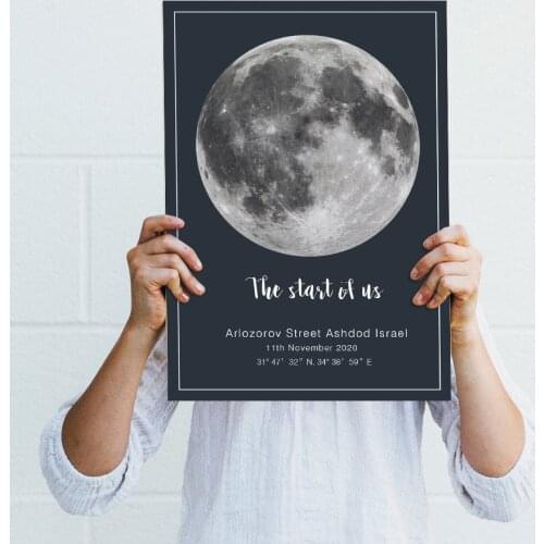 Custom Star Map & Moon Phase Canvas Painting Wedding Constellation Poster Print Wall Art Pictures Bedroom Home Nursery Decor