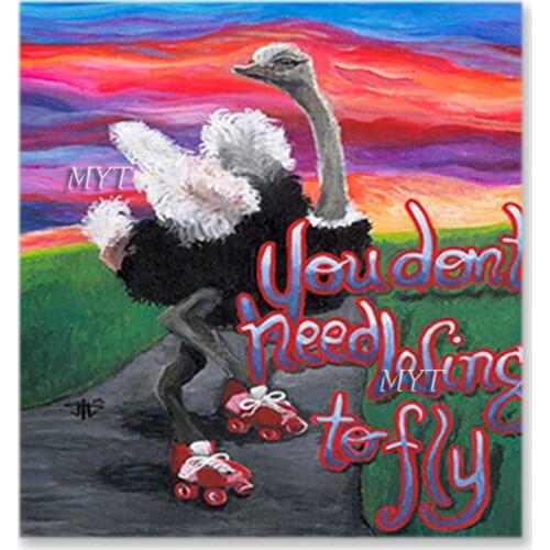 Cartoon Ostrich Picture Art Real Hand-painted Abstract Animal Bird Oil Painting Wall Art Picture Artwork For Kids Room Decor