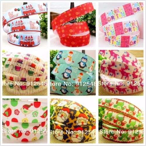 YJHSMY XW7101,9 Style 22/25mm 5yard/lot Christmas Series Printed grosgrain ribbon,DIY handmade,headwear accessories,wedding