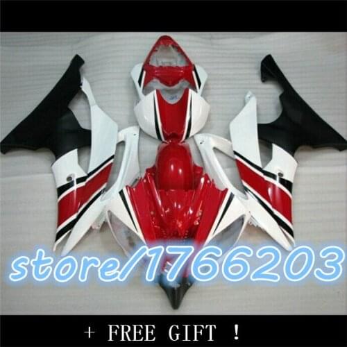Red white for YZFR6 08-11 YZF R6 2008-2011 08 09 10 11 YZF-R6 2008 2009 2010 2011 ABS full motorcycle fairing kit