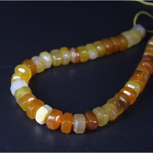 15.5"/strand Natural Agates Faceted Rondelle Spacer Loose Beads,Yellow Onxy Stone Cut Nugget Pendants Necklace Jewelry Making