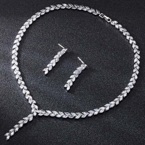 Zlxgirl bridal jewelry sets Green and Crystal clear cubic zircon copper pendant with earring sets Ladies Jewelry Sets for women