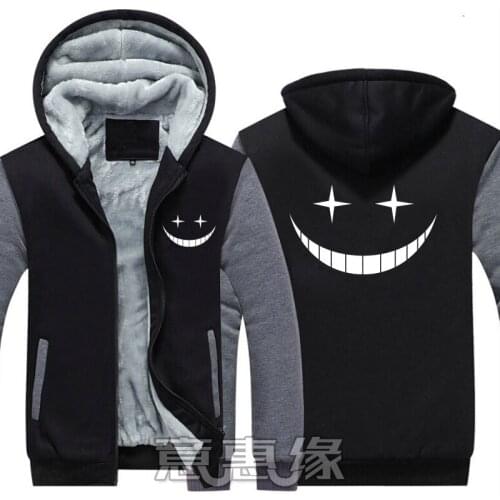 New Casual Winter Assassination Classroom Jackets Coats Anime Ansatsu Kyoushitsu Hoodies Men Thicken Sweatshirts