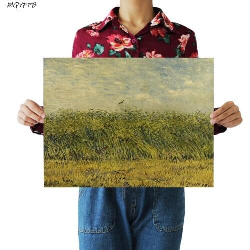 Van Gogh skylark in wheat field Kraft Paper Poster Home Room Bedroom Wall Decoration Painting Core 50.5x35cm