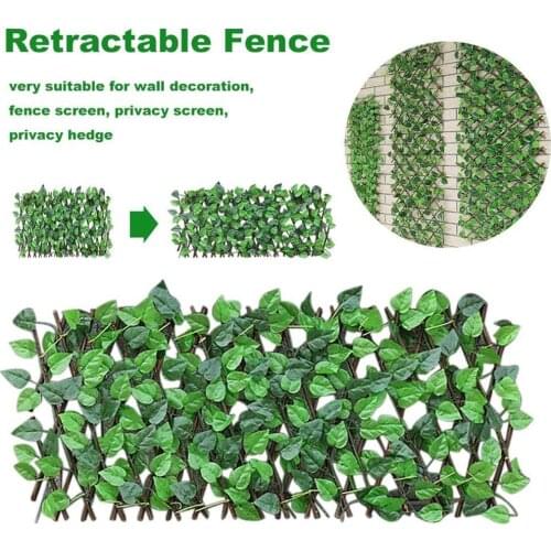 Rectangle Simulation Fence Artificial Green Leaf Home Garden Yard Decor Wooden Telescopic Fence Climbing Frame Plants Home Ornam