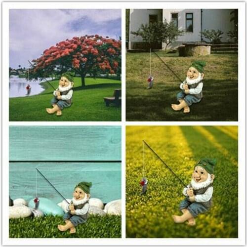 Garden Statue Decoration Sitter Gnome Statue Decoration Gnome The Fishing Cute Gift Outdoor