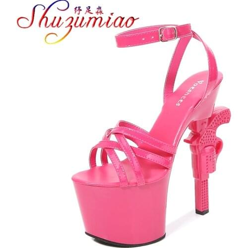 Shuzumiao Brand High Heels Womens Shoes 2021 Sexy Gun Heel Sandals Waterproof Platform Fringe Cross-tied Strip Pole Dance Shoes