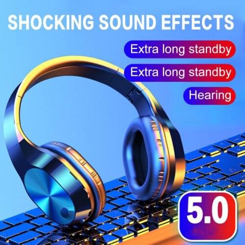 Soleeanre Bluetooth-compatible Earphones Wireless Headphones 3D Stereo with Mic Foldable Headset With Microphone/TF Card