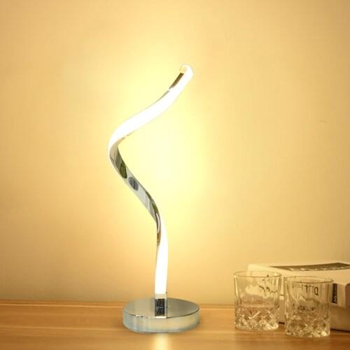LED Spiral Shaped Light Curved Acrylic Nordic Desk Table Lamp Bedside Lamp Bedroom Night Light Modern Bathroom Home Decoration