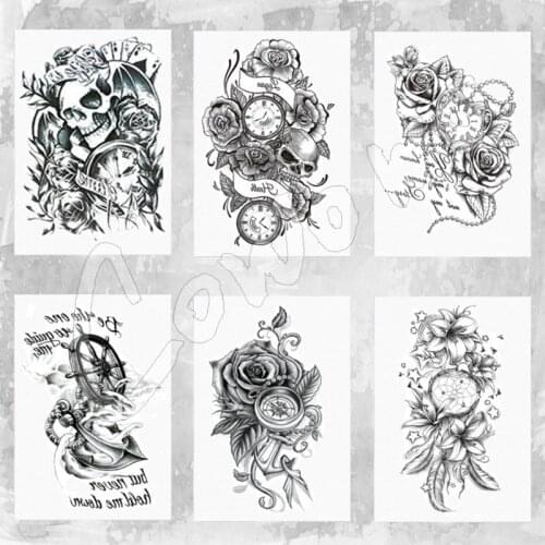 Card with Skull Wings Tattoo 21 X 15 CM Sized Sexy Cool Beauty Tattoo Waterproof Hot Temporary Tattoo Stickers