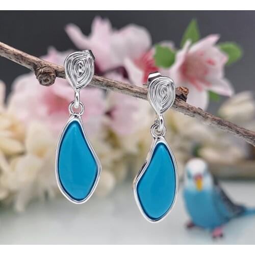 Boho Vintage Lady Drop Earring Ethnic Blue Color Resin Drop Earring Beach / Party / Prom Fashion Hot Jewelry