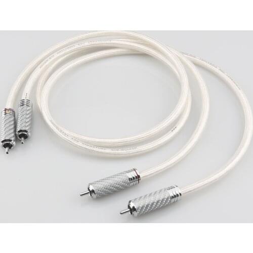 High Quality Pair A26 Signature 6N OCC Silver-Plated Hifi RCA Audio Cable With Carbon Fiber RCA Plug Connector