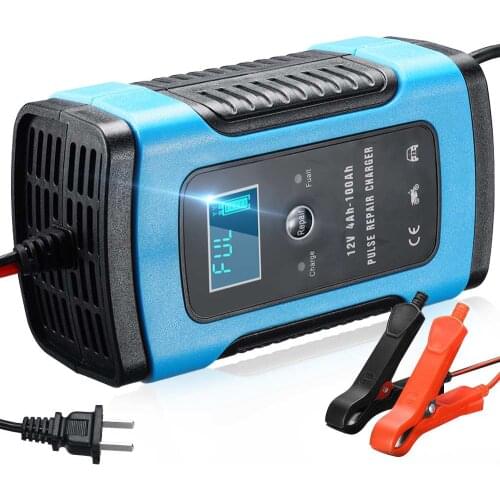 12/24V 6A Car Battery Charger Touch Screen Pulse Repair LCD Battery Charger For Car Motorcycle Lead Acid Battery Agm Gel Wet