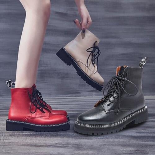 MORAZORA Size 34-42 Full genuine leather boots women zip lace up chunky platform ankle boots winter snow botas luxury shoes