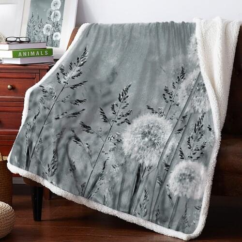 Winter Cashmere Blanket Plant Grey Dandelion Coverlet Blanket Flannel Travel Fleece Throw Sherpa Blankets Improve Sleep