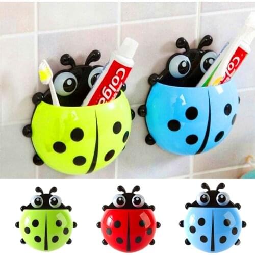 Cute Ladybird Beetle Toothbrush Toothpaste Shelves Pencil/Pen Storage Holders & Racks Children Brush Teeth Bathroom Supply