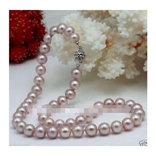+++ 00823 AAA Genuine Cultured 8-9mm Lavender Pearl Necklace 17"