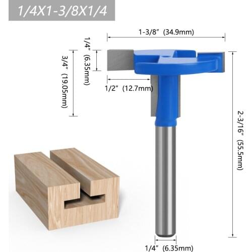 1/4" 6.35mm Shank Cutting Diameter 1-3/8" 35mm T-Slot Cutter Router Bit for Wood Perforation Keyhole Hole