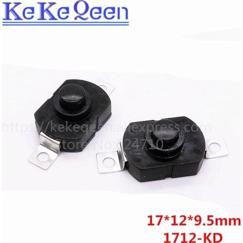 10PCS Horizontal 1712-KD 2Pin Terminals On-Off Position Torch Table lamp switch flashlight Push Button Switch 27mm*12mm*9.5mm