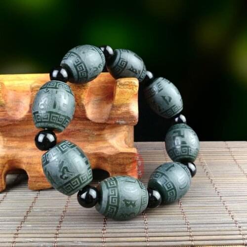 100% real hetian jade beads braclet for men natural stone jade jewelry bracelets bangles christmas green jade bracelet