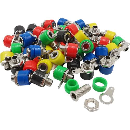 25PCS/lot 5 Color 4mm Banana Binding Post 4mm Banana Socket Plug Adapter DIY Red Black Green Yellow Blue